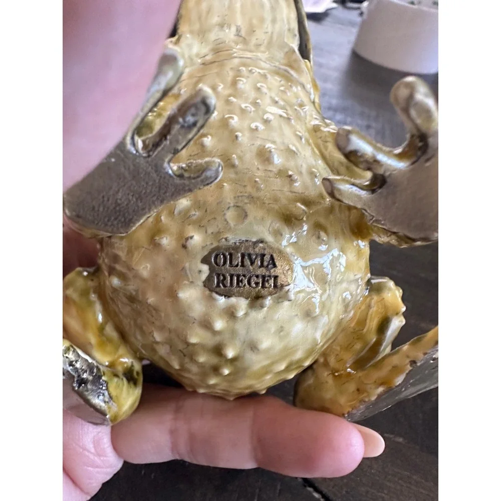 Olivia Riegel Jeweled Toad Trinket Box Green Gold Enamel Swarovski Crystals